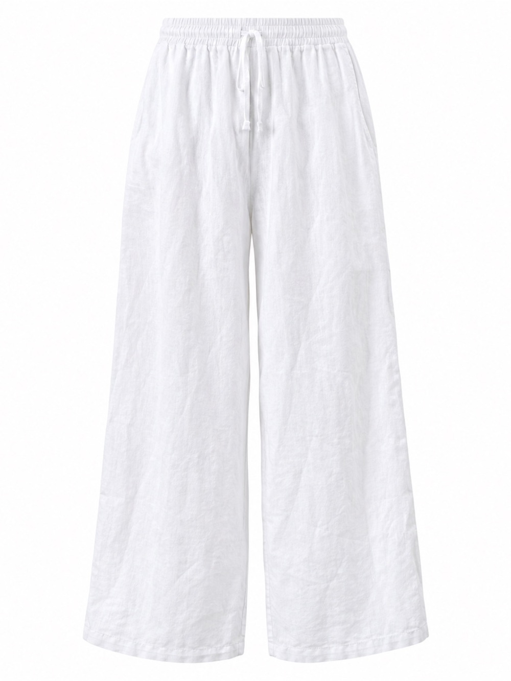Fashion Nova Wide-Leg Crinkle Pants — White